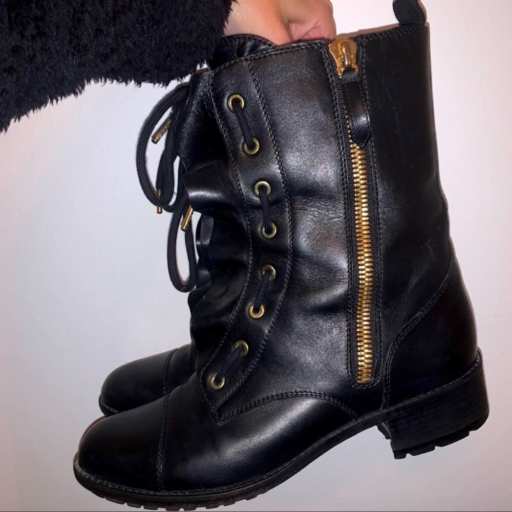 VALENTINO RUFFLE COMBAT BOOTS — 37.5
